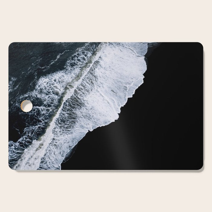 Waves Crashing On A Black Sand Beach - Minimal Landscape Photography Cutting Board
