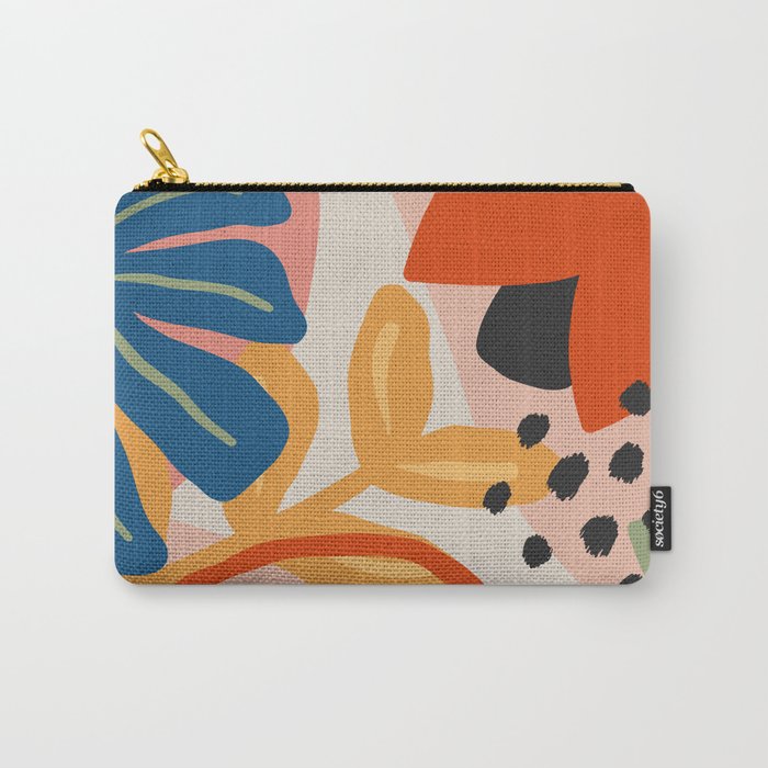 Flower Market Madrid, Abstract Retro Floral Print Carry All Pouch
