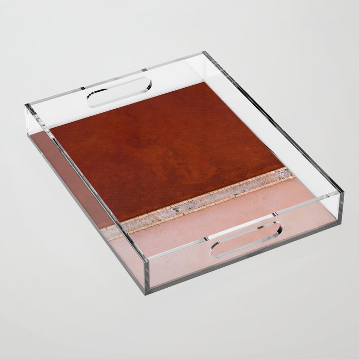 Pink And Red Salt Lake In Italy Acrylic Tray