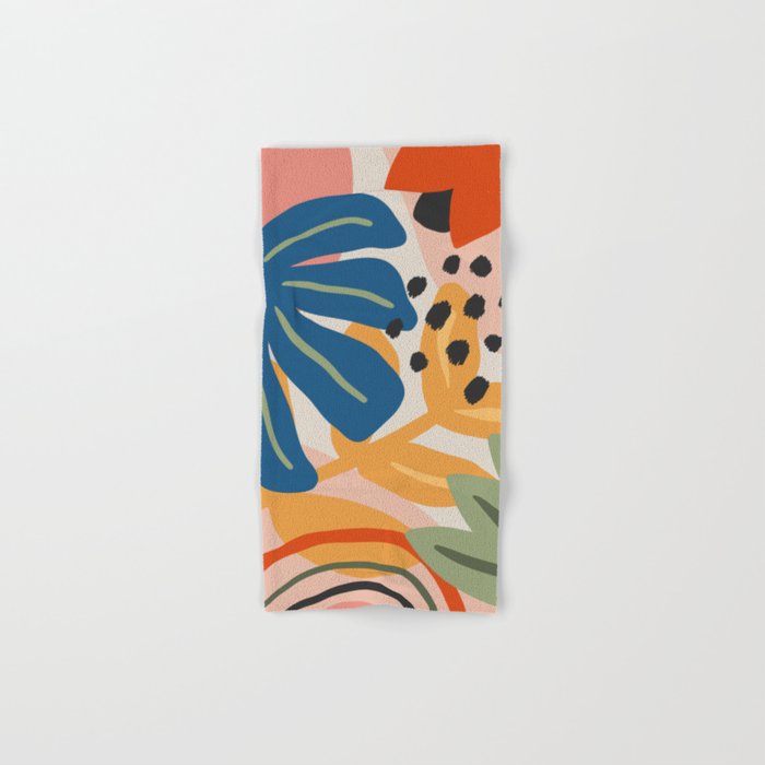 Flower Market Madrid, Abstract Retro Floral Print Bath Towel