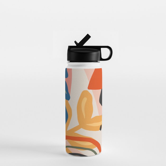 Flower Market Madrid, Abstract Retro Floral Print Water Bottle