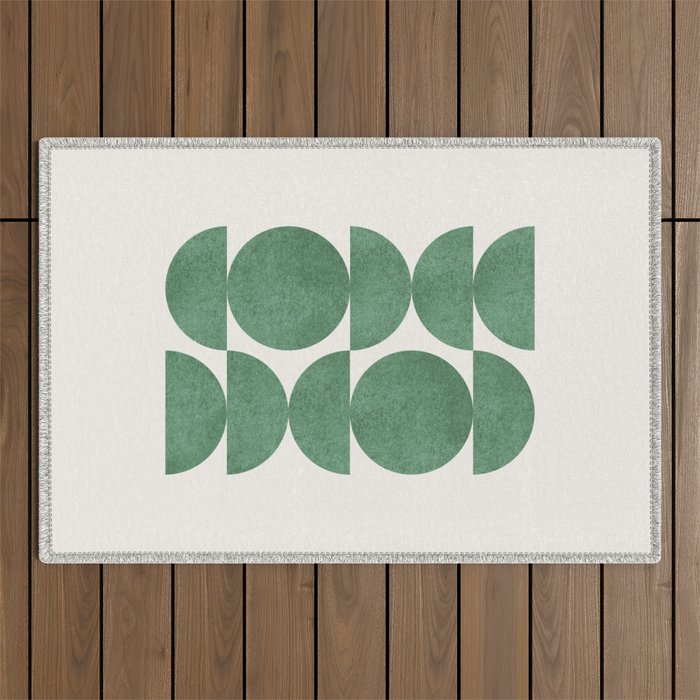 Green Retro Scandinavian - Mid Century Modern Outdoor Rug