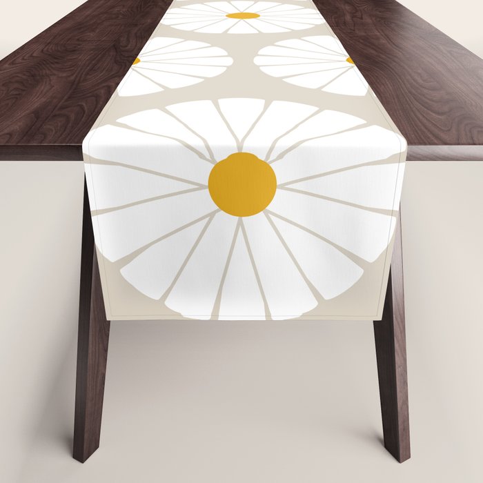 Minimal Botanical Pattern - Daisies Table Runner