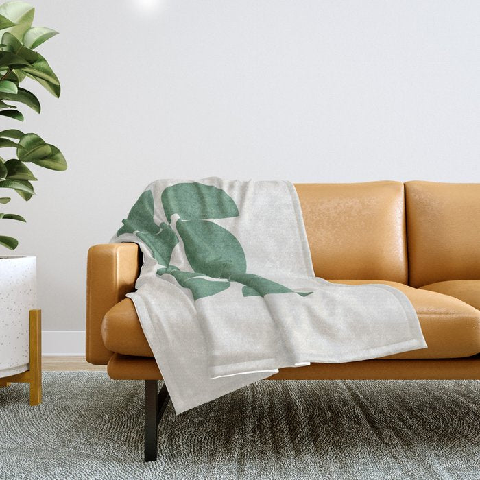 Green Retro Scandinavian - Mid Century Modern Throw Blanket