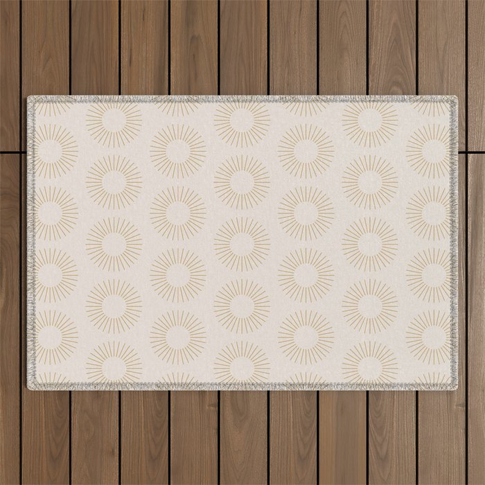 Minimalist Sunray Pattern Xiv Natural Neutral Outdoor Rug