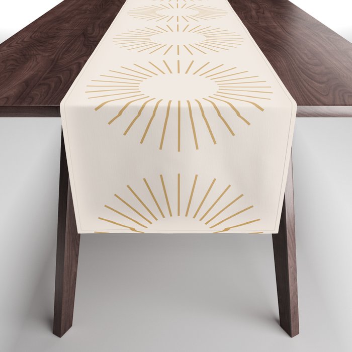 Minimalist Sunray Pattern Xiv Natural Neutral Table Runner