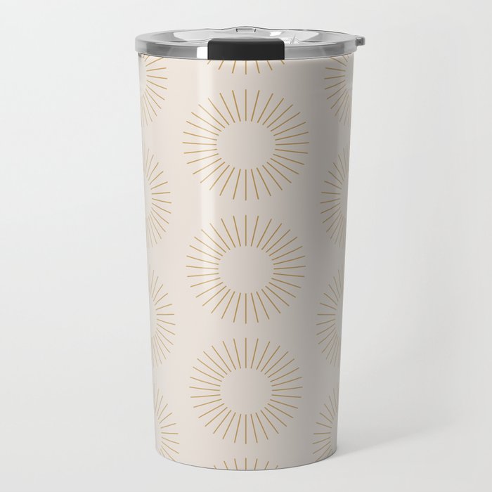 Minimalist Sunray Pattern Xiv Natural Neutral Travel Mug