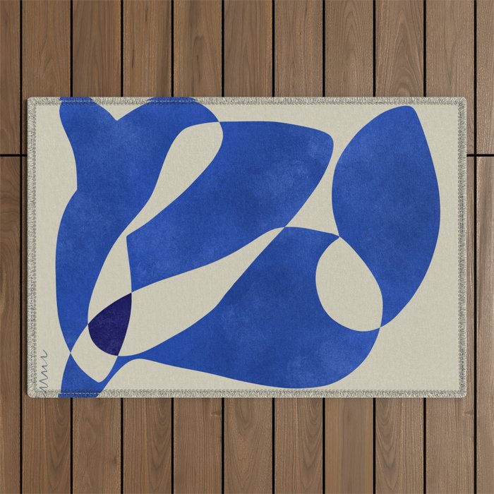 Blue Nude Geometric Modern Print Outdoor Rug