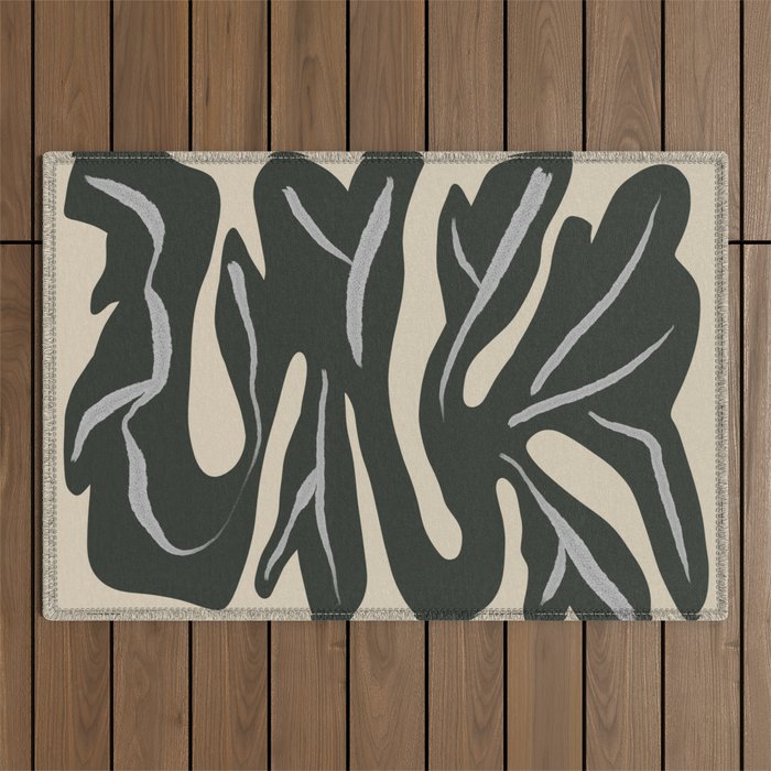 Winding Minimalism Flower Plant Monochrome Still Life Outdoor Rug