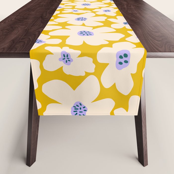 Retro Daisy - Yellow, White And Purple Table Runner