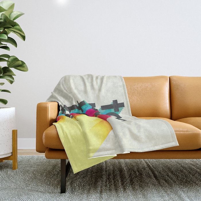 Too Rad To Be Sad - Neon Rainbow Throw Blanket