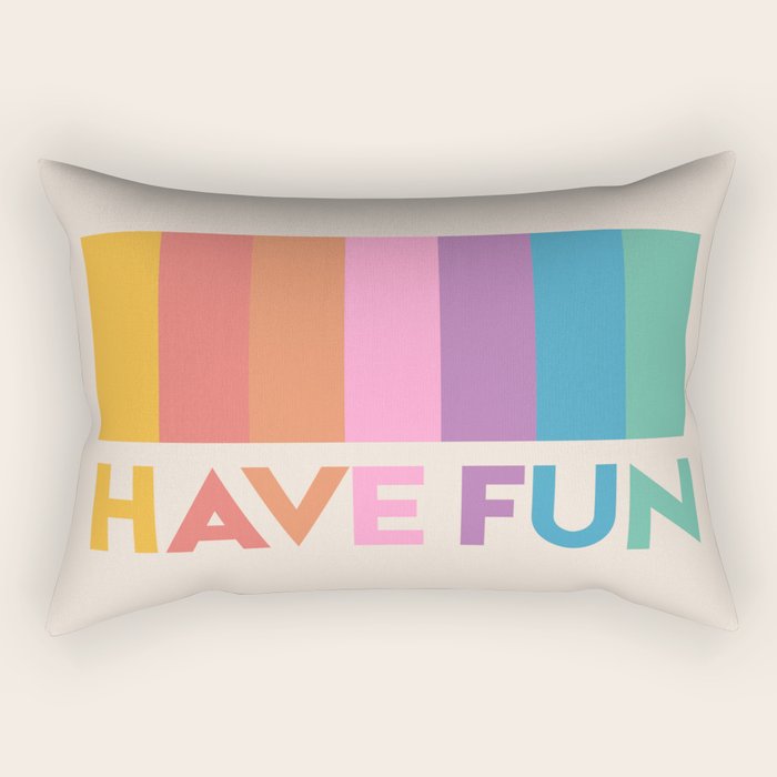 Vintage Rainbow Have Fun Text Rectangular Pillow