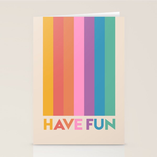 Vintage Rainbow Have Fun Text Stationery Card
