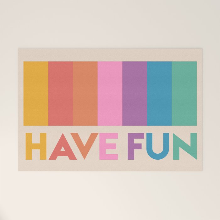 Vintage Rainbow Have Fun Text Welcome Mat