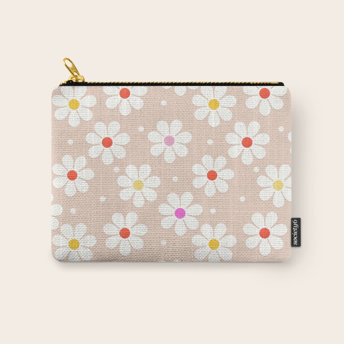 Seventies Daisies Pattern Carry All Pouch