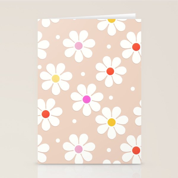 Seventies Daisies Pattern Stationery Card