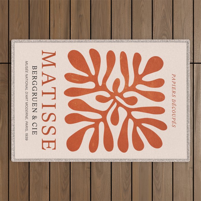 Nature Leaf Cutouts Iii: Terracotta Edition | Mid-Century Henri Matisse Series Outdoor Rug
