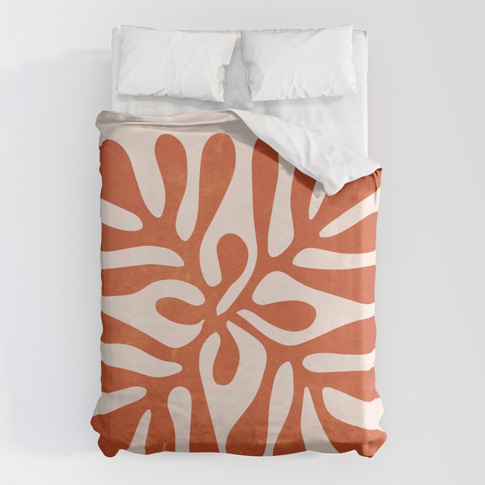 Nature Leaf Cutouts Iii: Terracotta Edition | Mid-Century Henri Matisse Series Duvet Cover