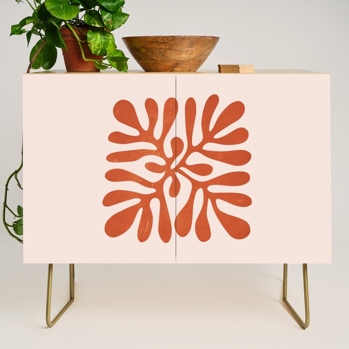 Nature Leaf Cutouts Iii: Terracotta Edition | Mid-Century Henri Matisse Series Credenza
