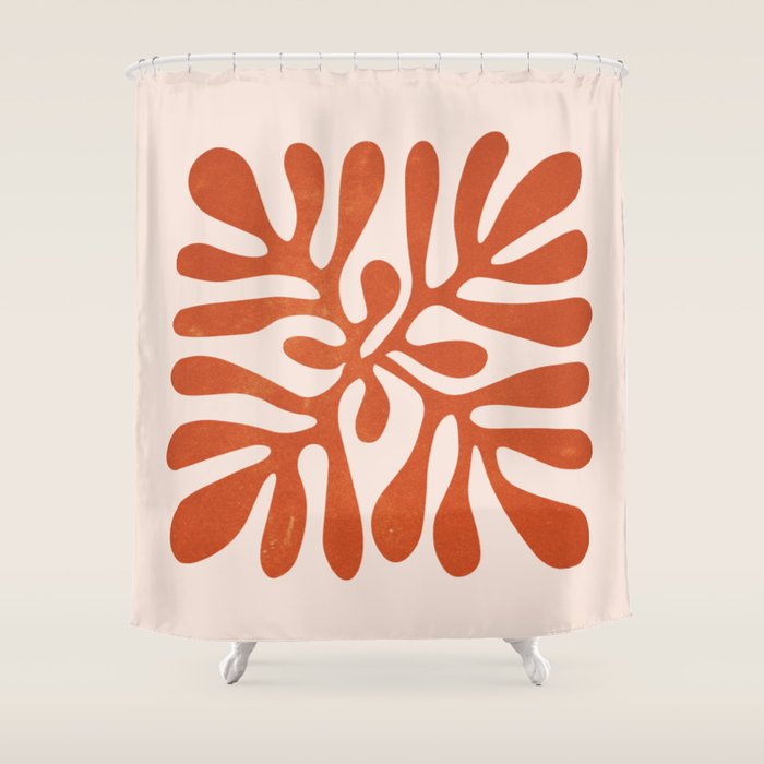 Nature Leaf Cutouts Iii: Terracotta Edition | Mid-Century Henri Matisse Series Shower Curtain
