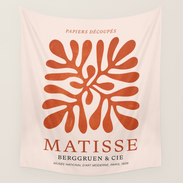 Nature Leaf Cutouts Iii: Terracotta Edition | Mid-Century Henri Matisse Series Wall Tapestry