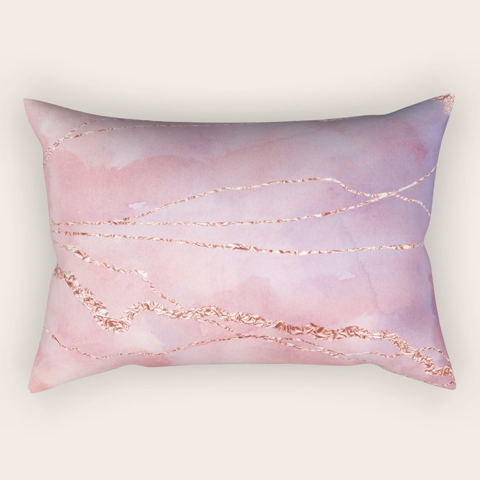 Blush And Purple Sky With Rose Gold Flashes Rectangular Pillow