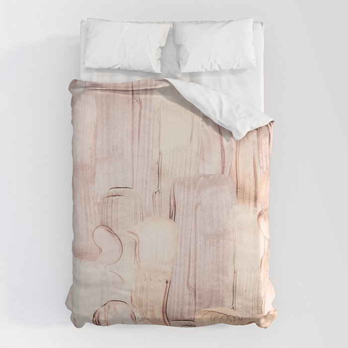 Shiny Metal Copper Hand Drawn Strokes Duvet Cover