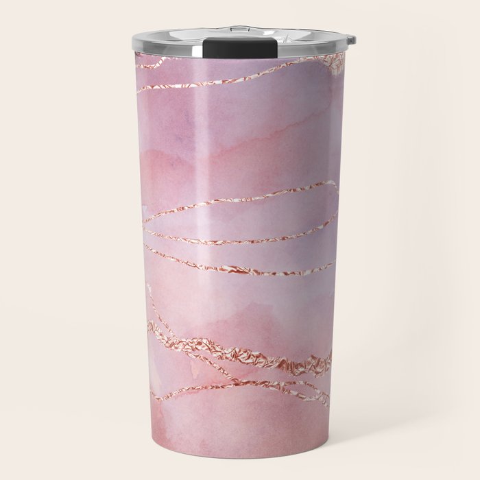 Blush And Purple Sky With Rose Gold Flashes Travel Mug