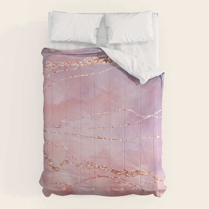 Blush And Purple Sky With Rose Gold Flashes Comforter