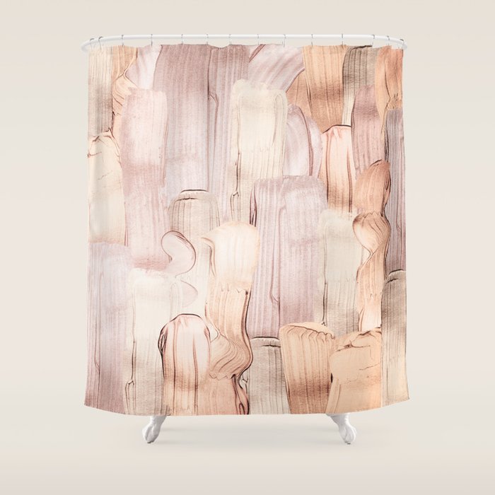 Shiny Metal Copper Hand Drawn Strokes Shower Curtain
