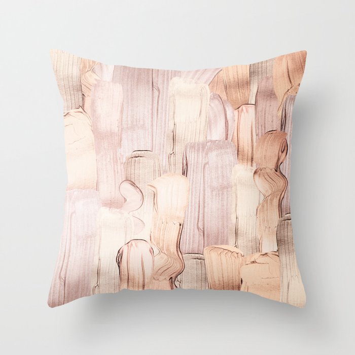 Shiny Metal Copper Hand Drawn Strokes Throw Pillow