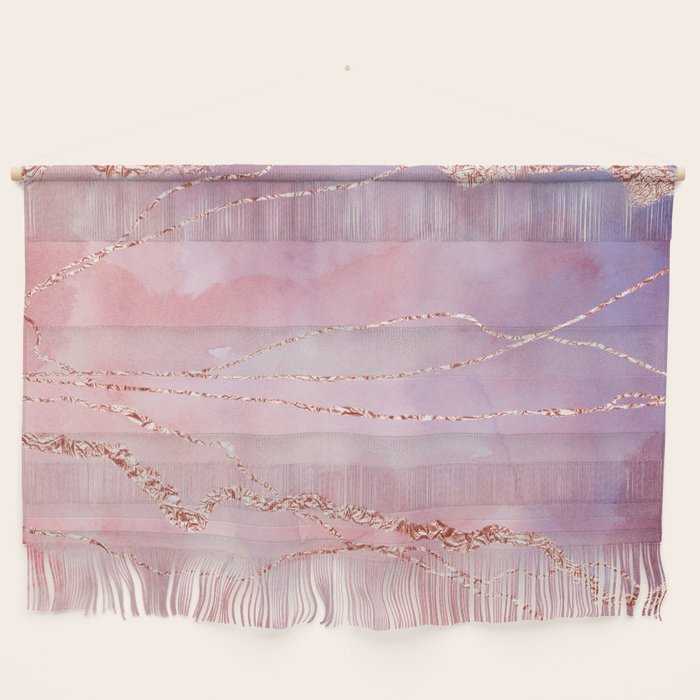 Blush And Purple Sky With Rose Gold Flashes Wall Hanging