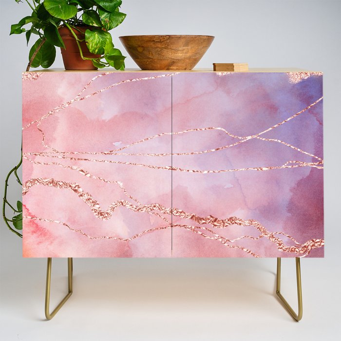Blush And Purple Sky With Rose Gold Flashes Credenza