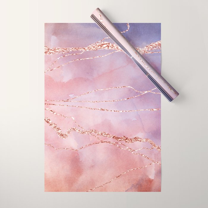Blush And Purple Sky With Rose Gold Flashes Wrapping Paper