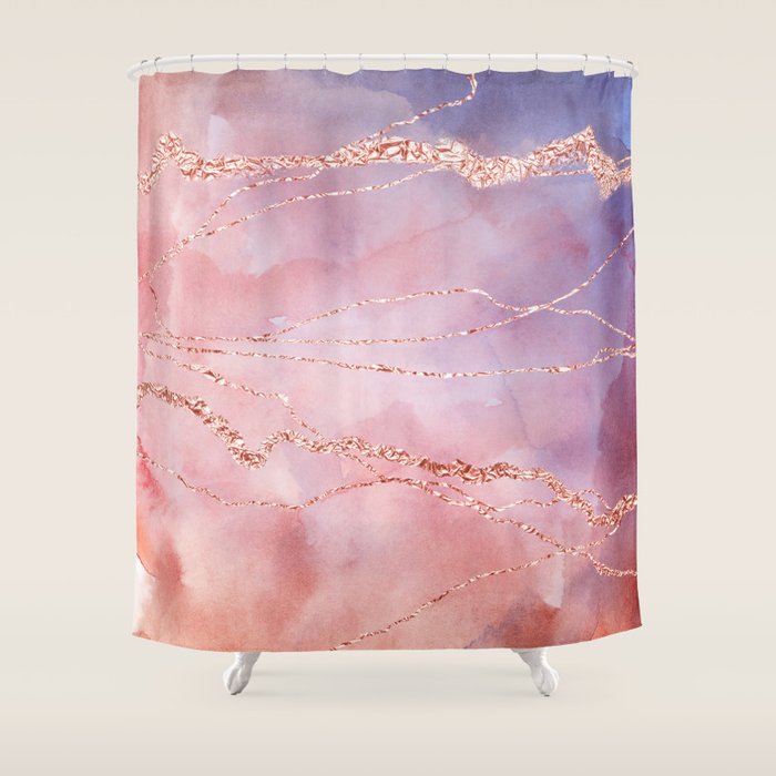 Blush And Purple Sky With Rose Gold Flashes Shower Curtain
