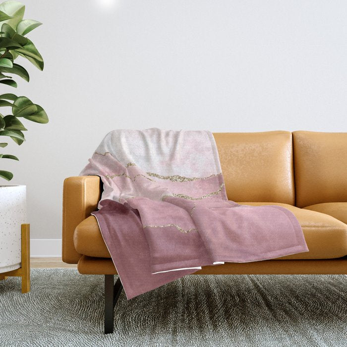 Blush Marble Art Landscape Throw Blanket