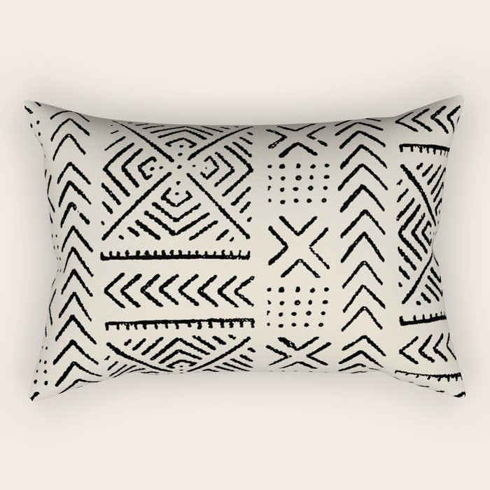 Line Mud Cloth // Bone Rectangular Pillow