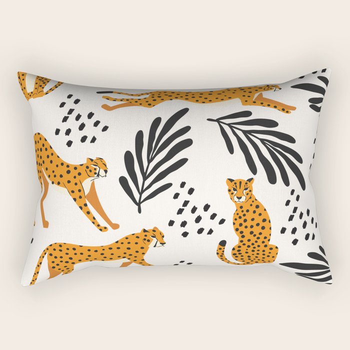 Cheetahs Pattern On White Rectangular Pillow