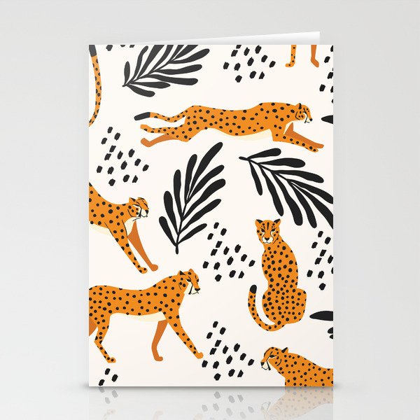 Cheetahs Pattern On White Stationery Card