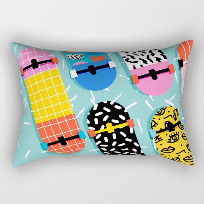 Omigod - 80s Retro Memphis Skateboards Pattern Sports Trendy 1980'S Vintage Style Retro Rectangular Pillow