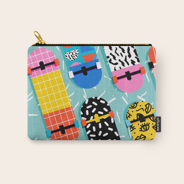 Omigod - 80s Retro Memphis Skateboards Pattern Sports Trendy 1980'S Vintage Style Retro Carry All Pouch