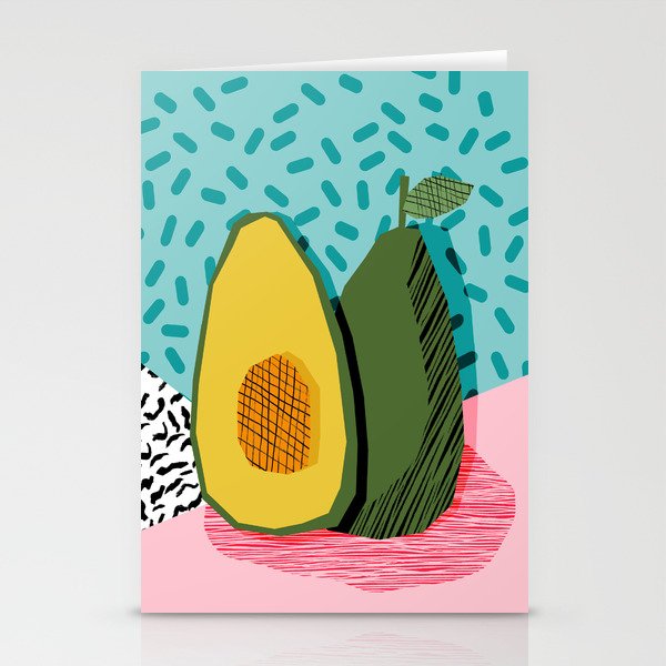 Choice - Wacka Memphis Throwback Retro Neon Fruit Avocado Vegetable Vegan Vegetarian Art Decor Stationery Card