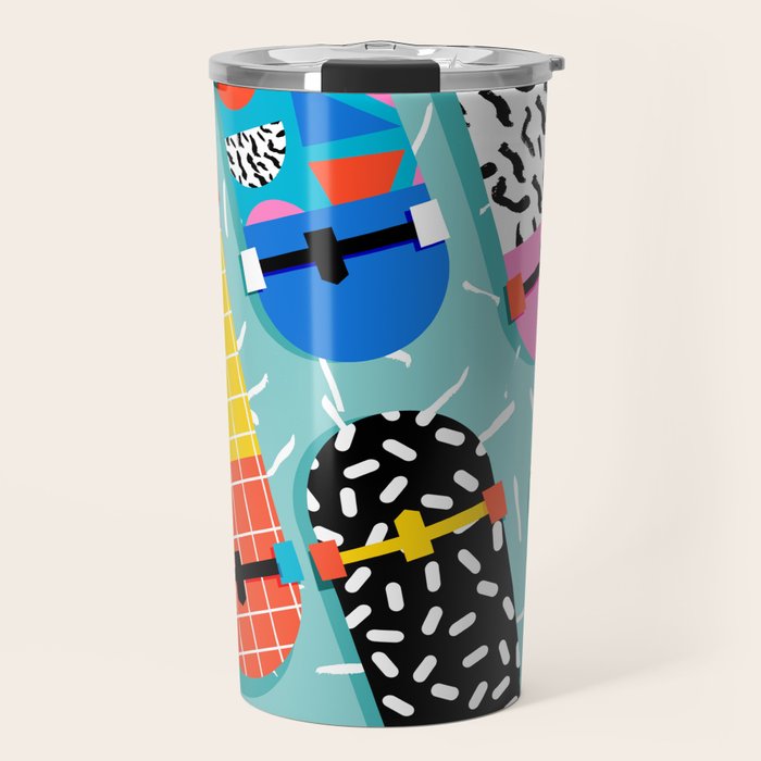 Omigod - 80s Retro Memphis Skateboards Pattern Sports Trendy 1980'S Vintage Style Retro Travel Mug