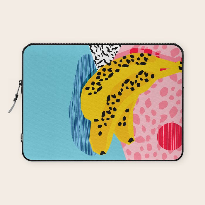 What It Is - Memphis Throwback Banana Fruit Retro Minimal Pattern Neon Bright 1980s 80s Style Art Laptop Sleeve
