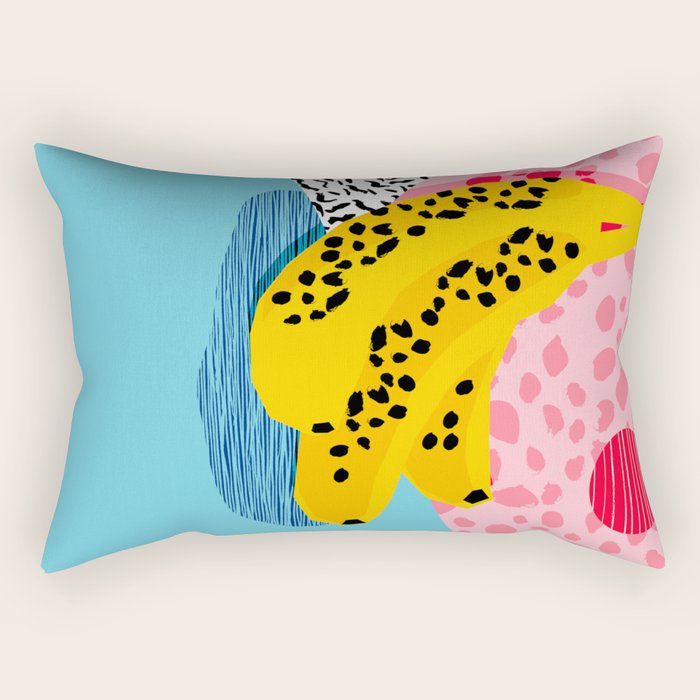 What It Is - Memphis Throwback Banana Fruit Retro Minimal Pattern Neon Bright 1980s 80s Style Art Rectangular Pillow