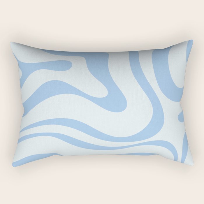 Soft Liquid Swirl Abstract Pattern Square In Powder Blue Rectangular Pillow