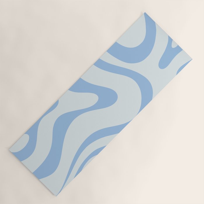 Soft Liquid Swirl Abstract Pattern Square In Powder Blue Yoga Mat
