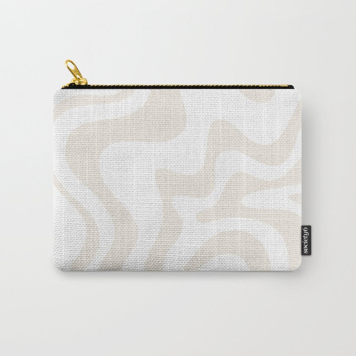 Liquid Swirl Abstract Pattern In Pale Beige And White Carry All Pouch