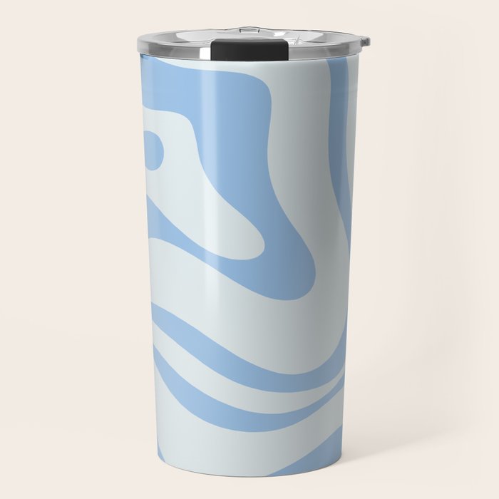 Soft Liquid Swirl Abstract Pattern Square In Powder Blue Travel Mug