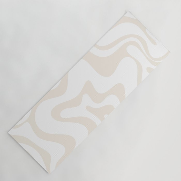 Liquid Swirl Abstract Pattern In Pale Beige And White Yoga Mat